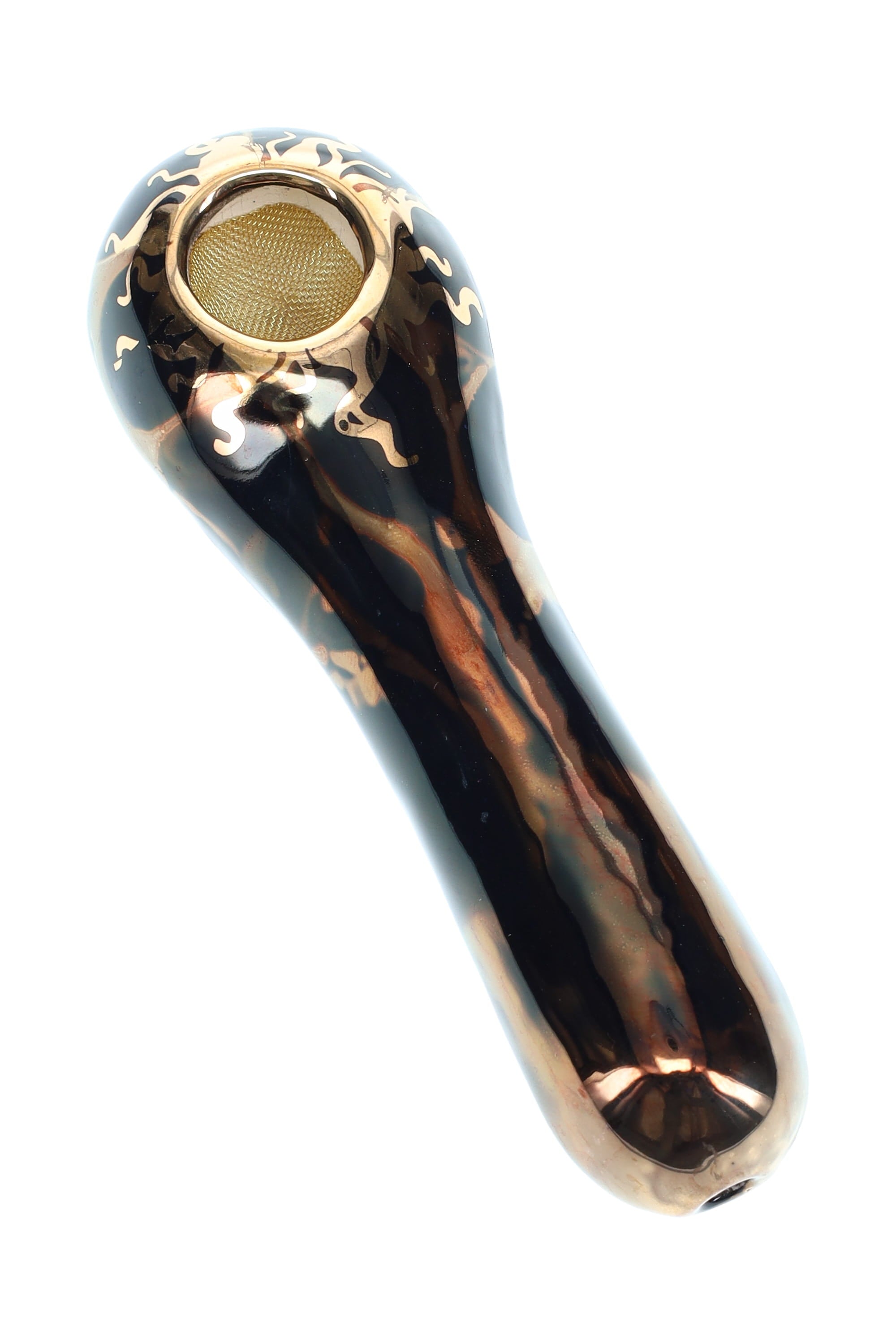 Ancient Creations Ceramics 4″ Ceramic Spoon Hand Pipe – Brass Screen – US-Made