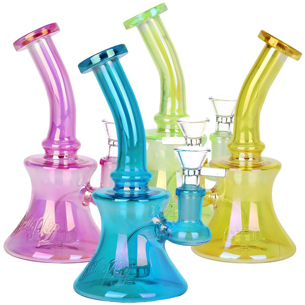 Dogg Lbs Everyday Electroplated Glass Water Pipe - 6.75" / 14mm F / Colors Vary